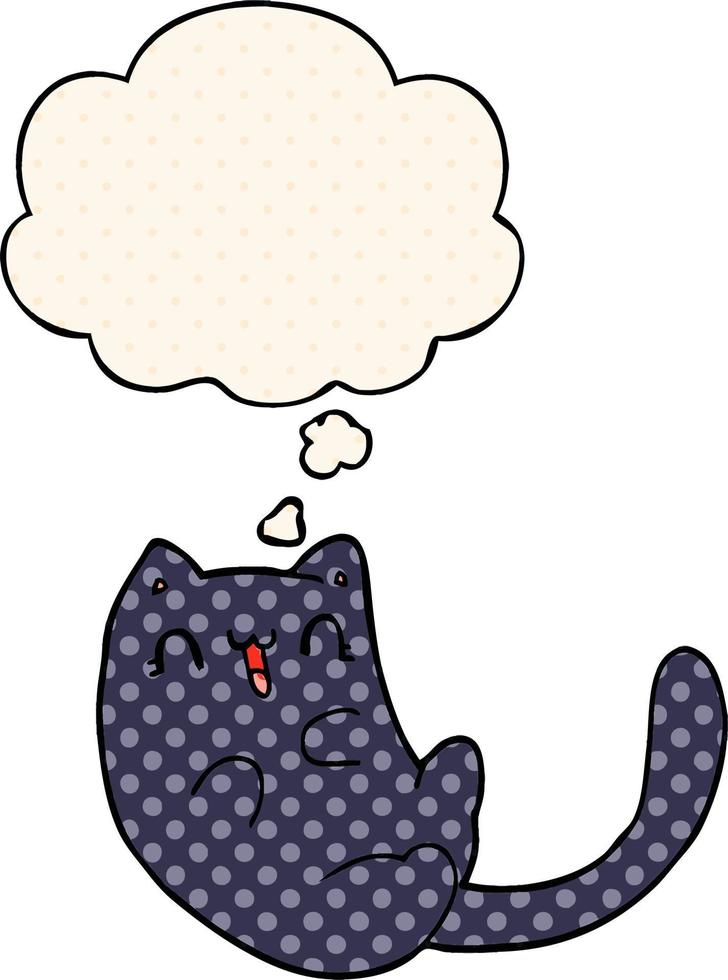 tecknad katt och tankebubbla i serietidningsstil vektor