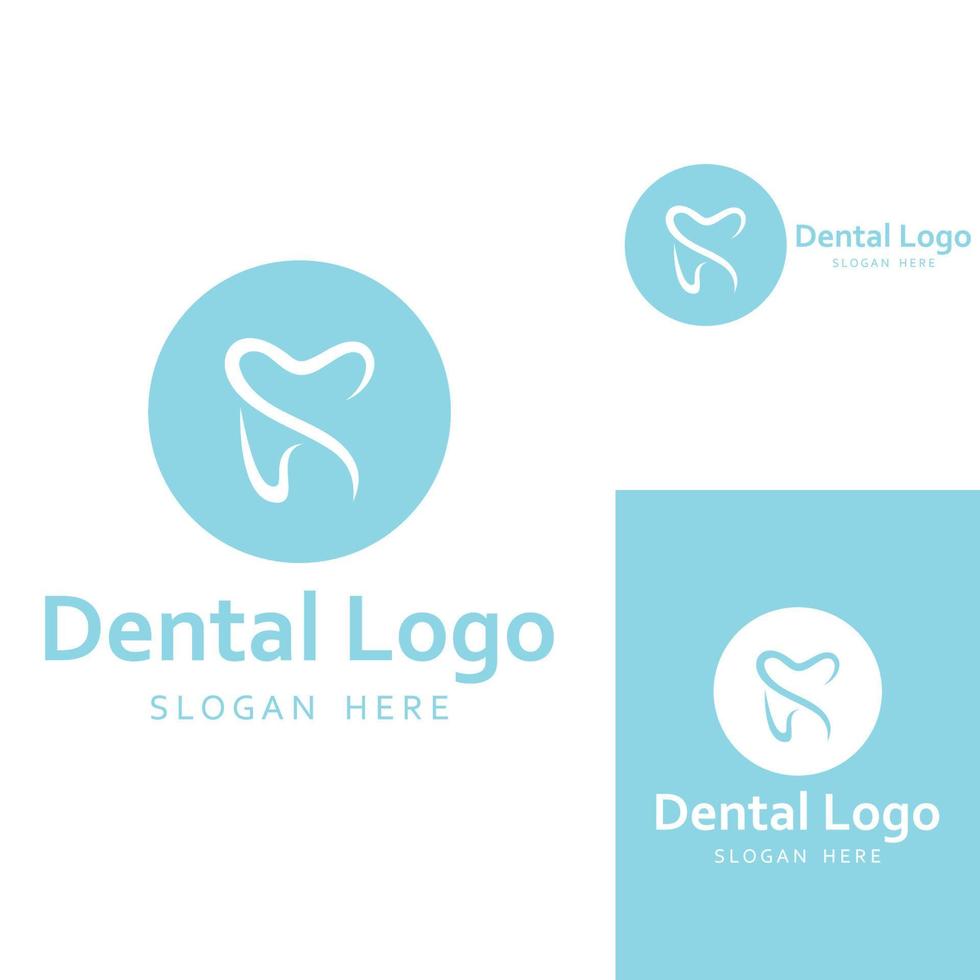 dental logotyp, logotyp för dental hälsa, och logotyp för dental vård. använder sig av en mall illustration vektor design begrepp