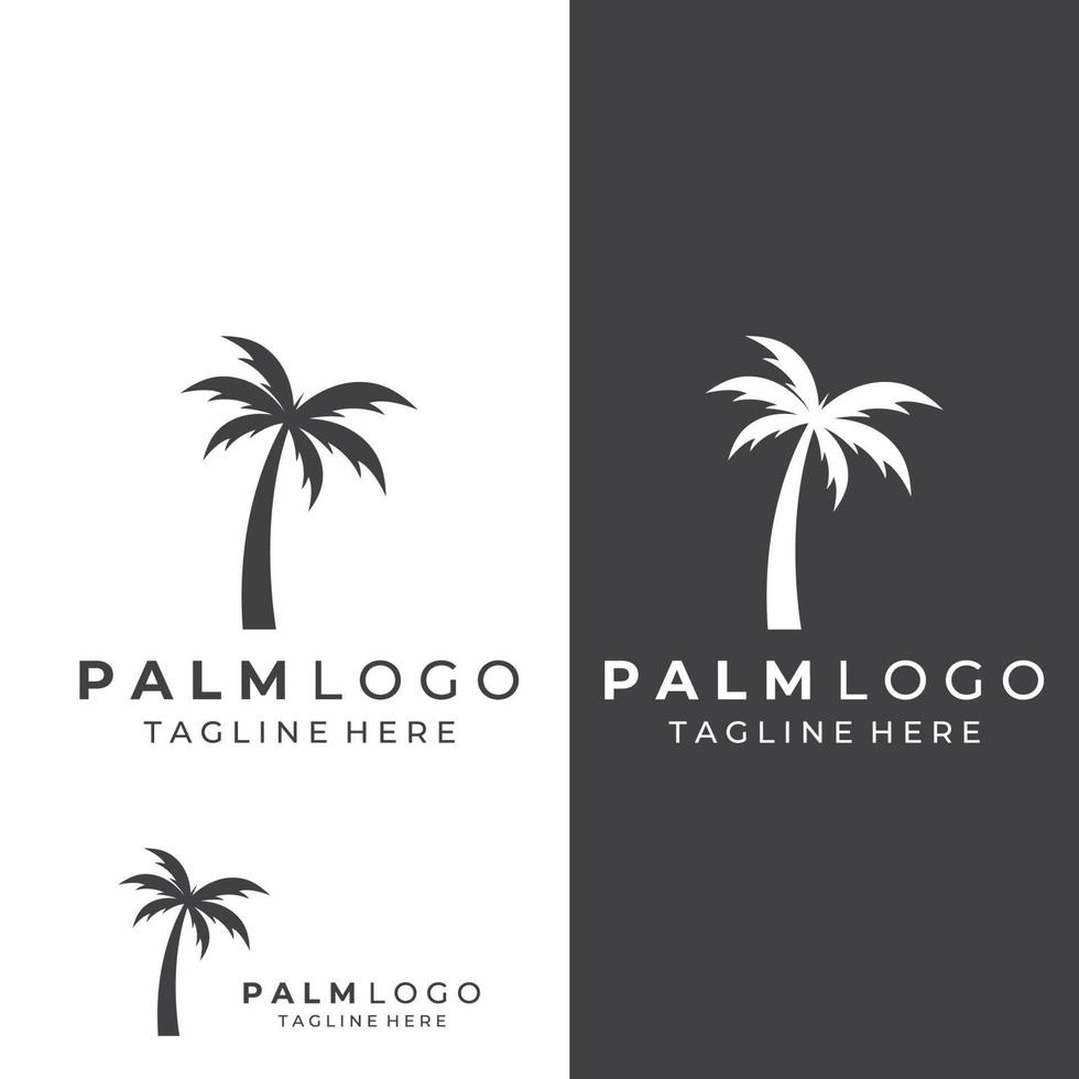 palmlogotyp, palm med vågor och sol. med hjälp av redigering av illustratörmalldesign. vektor
