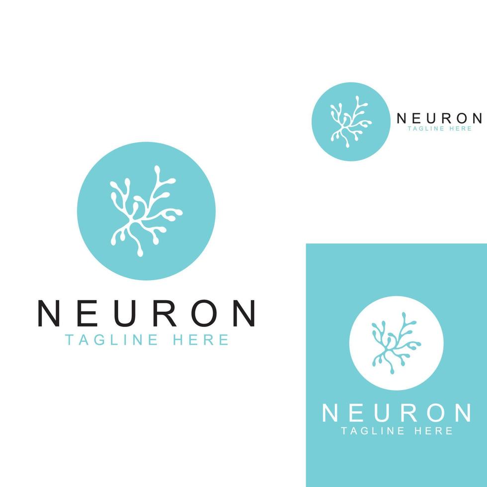 nervcell logotyp eller nerv cell logotyp med begrepp vektor illustration mall.