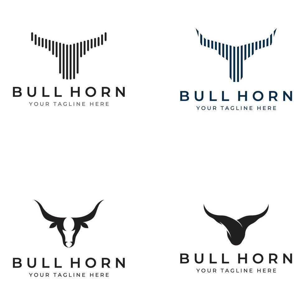tjurhuvud horn logotyp. med hjälp av en vektor illustration mall designkoncept.
