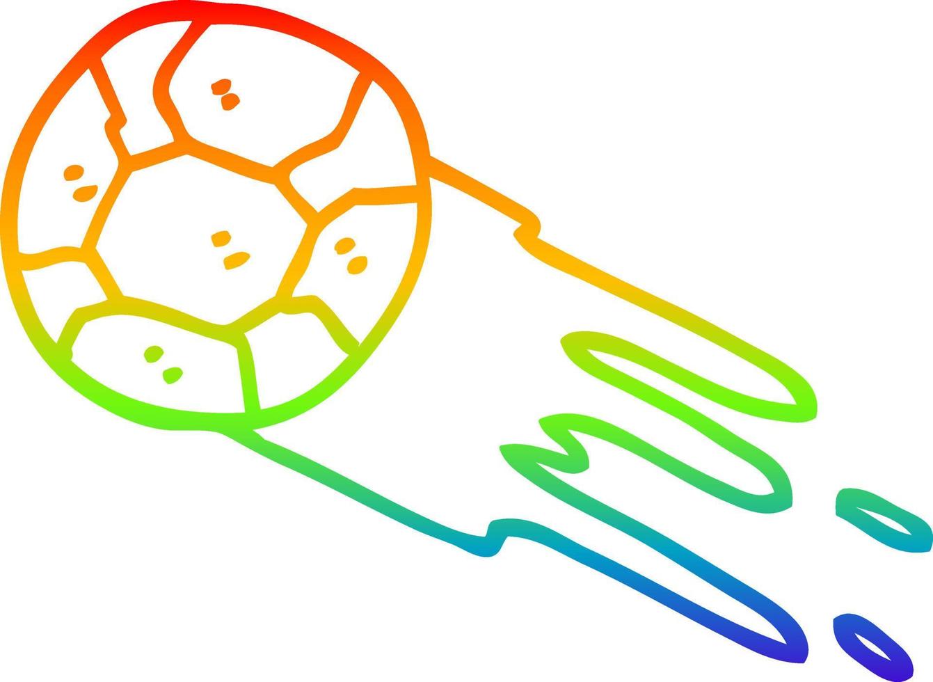 Regenbogen-Gradientenlinie Zeichnung Cartoon-Fußball vektor