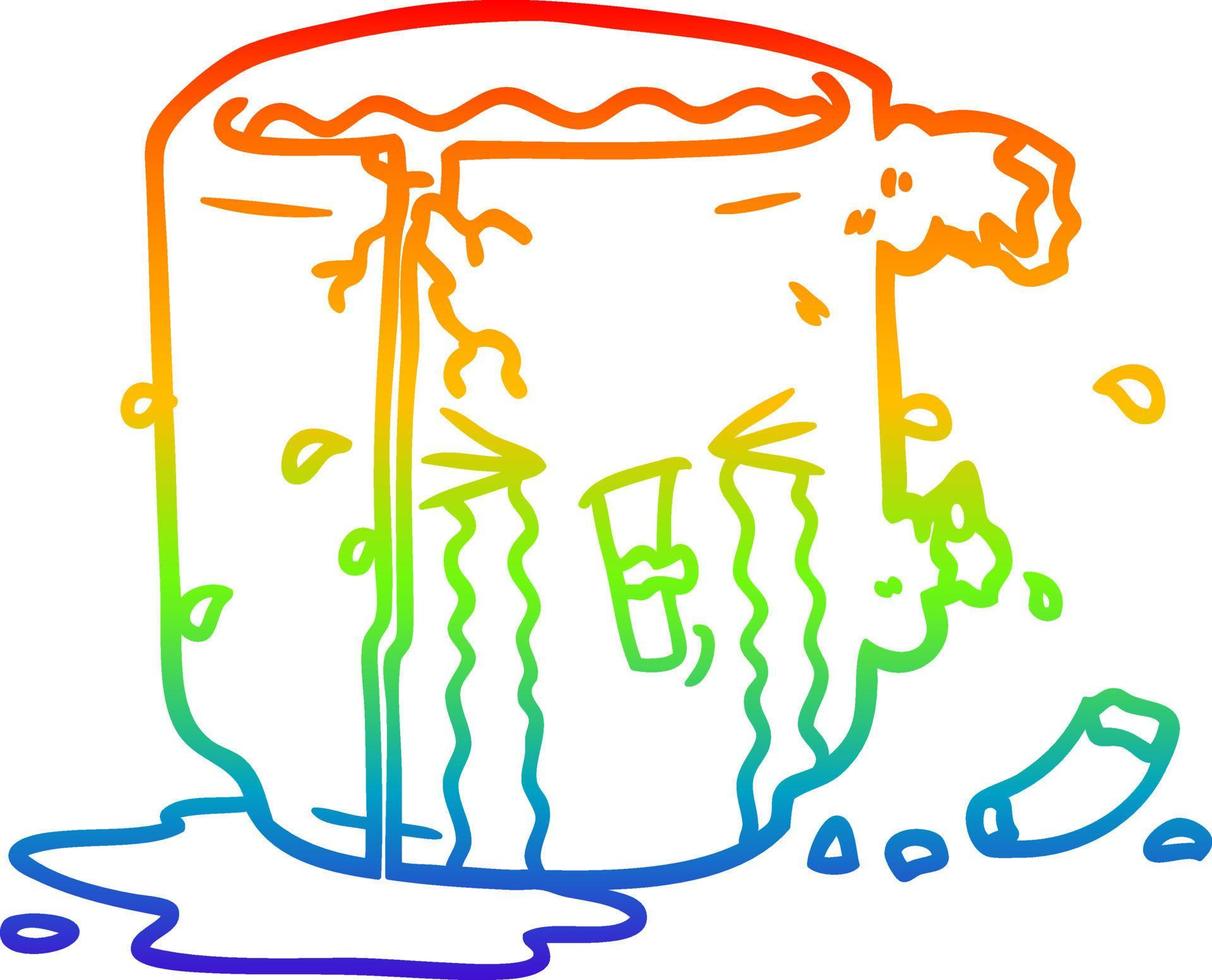 Regenbogengradientenlinie Zeichnung Cartoon kaputter Becher vektor