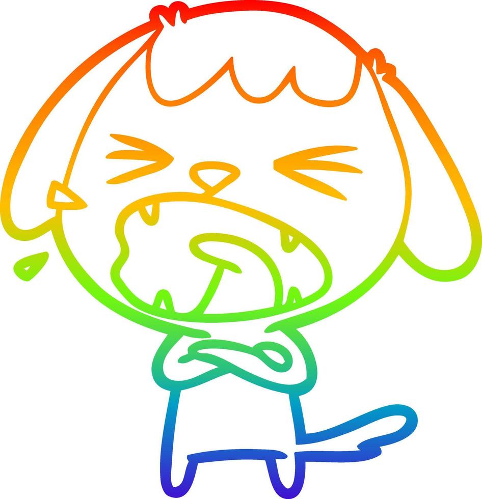Regenbogen-Gradientenlinie zeichnet niedlichen Cartoon-Hund vektor