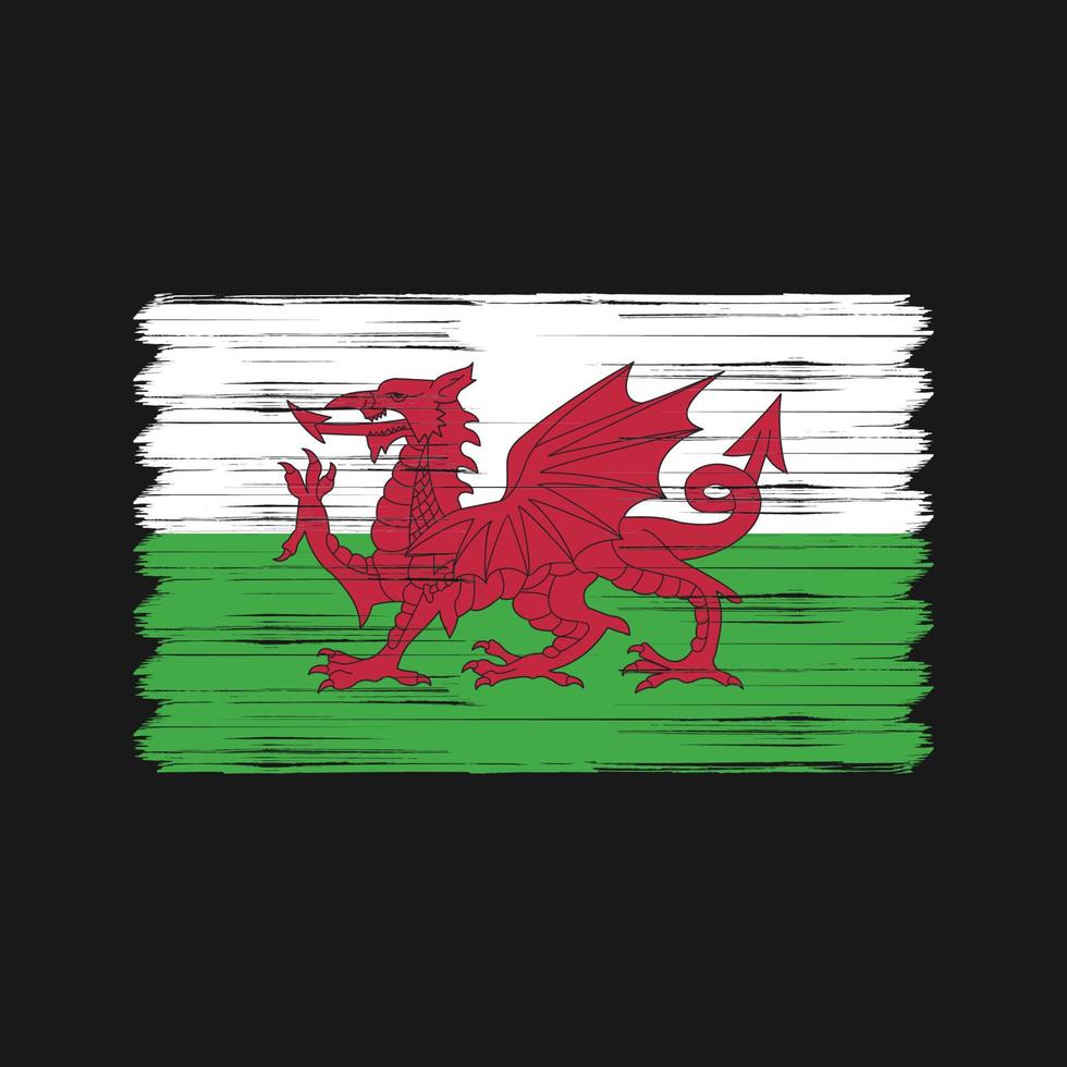 Wales flaggborste. National flagga vektor