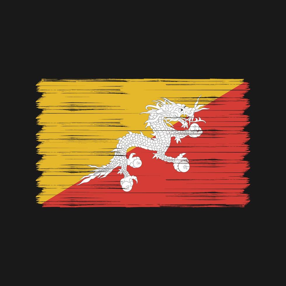 Bhutan-Flagge-Pinsel. Nationalflagge vektor
