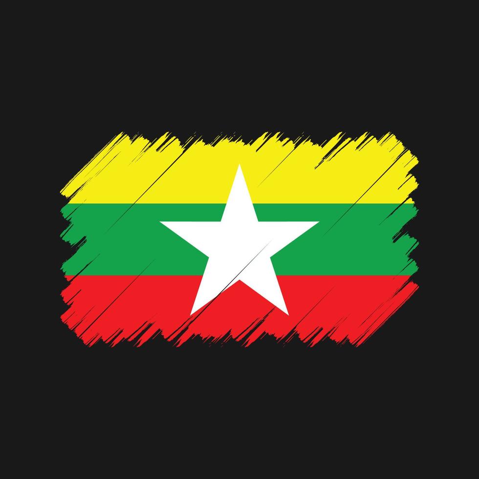 myanmar flaggborste. National flagga vektor