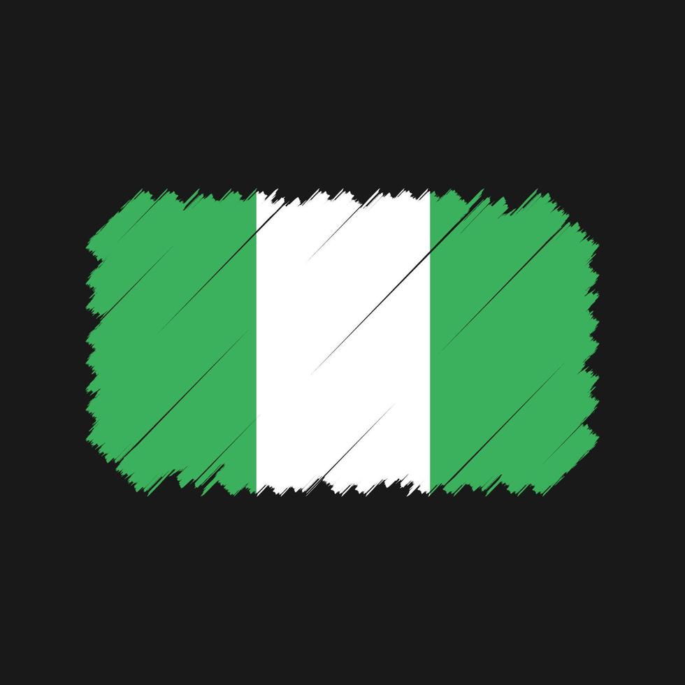 Pinselvektor mit nigerianischer Flagge. Nationalflagge vektor