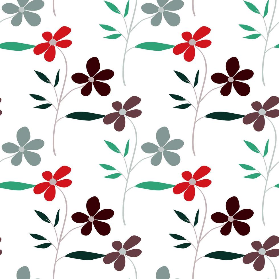 vintage doodle blomma seamless mönster. retro abstrakt blommig tapet. handritad växter oändliga bakgrund. vektor