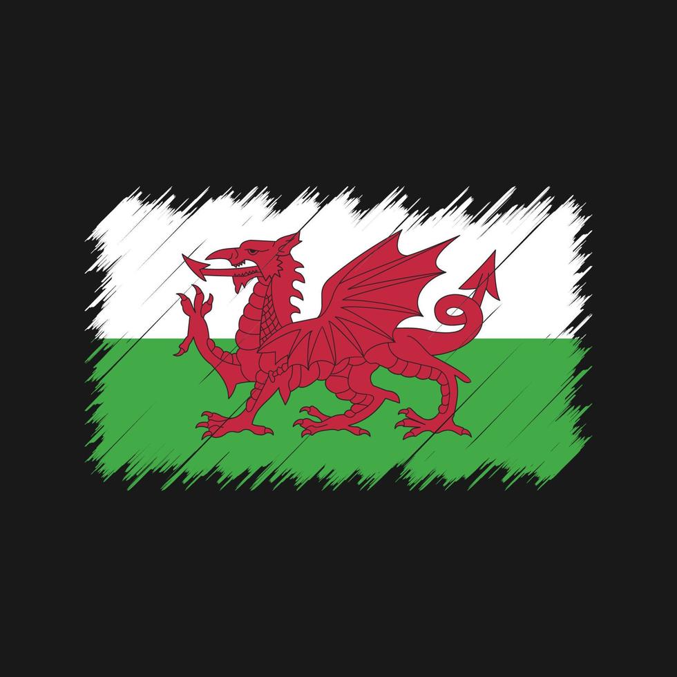 Pinselstriche der Wales-Flagge. Nationalflagge vektor