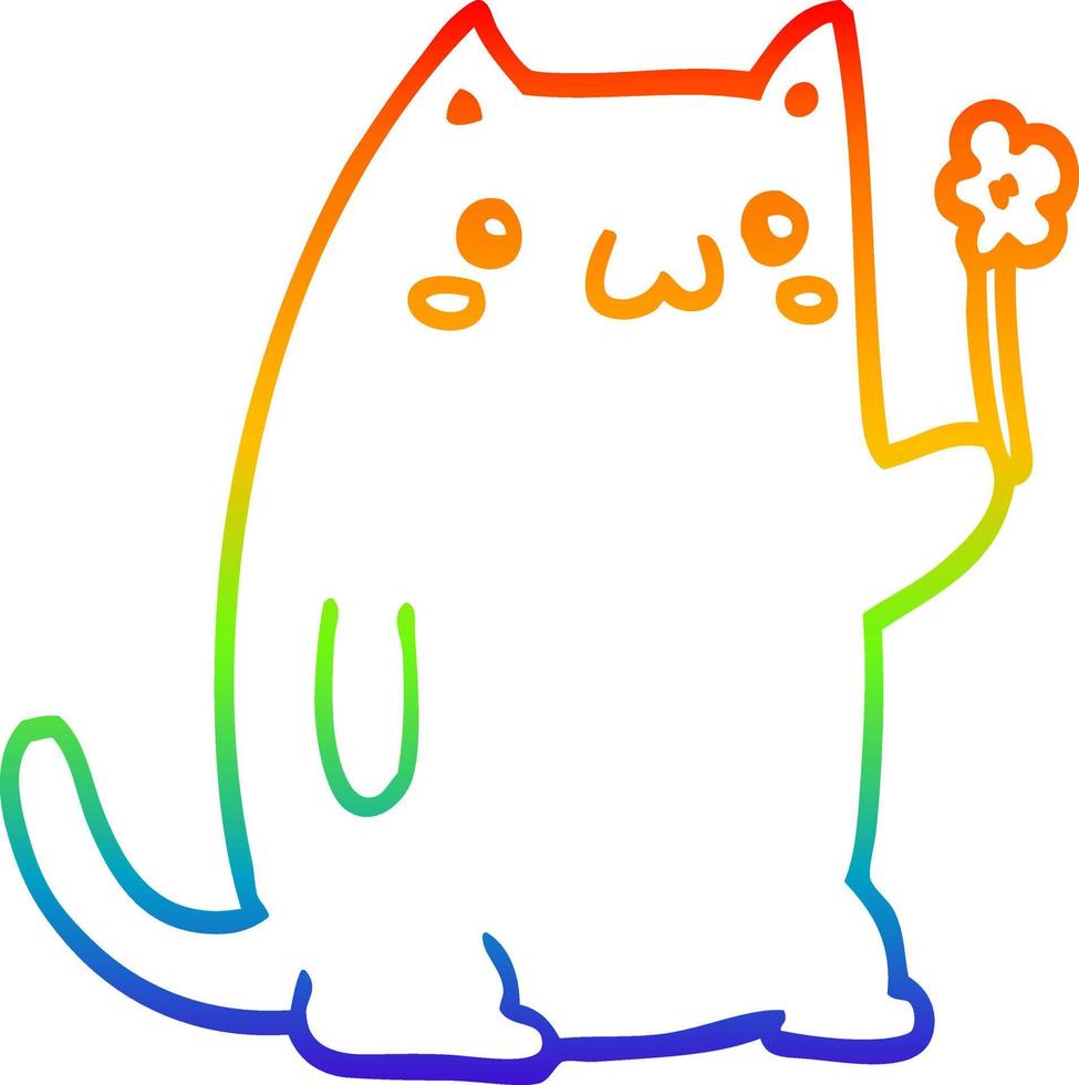 regnbåge gradient linjeritning söt tecknad katt vektor