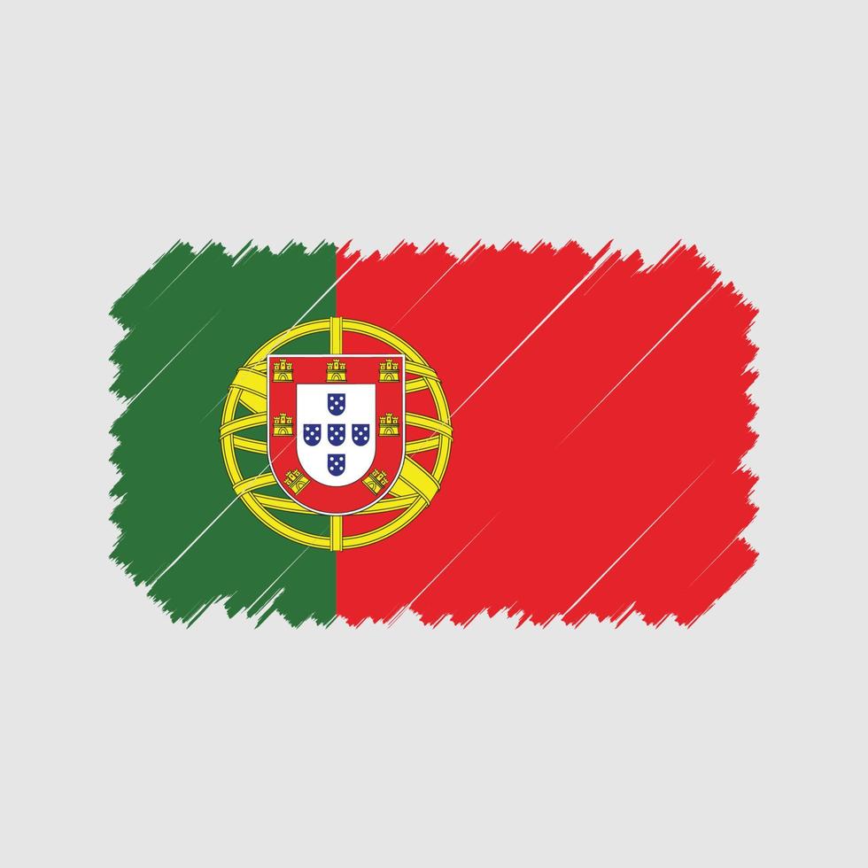Pinselvektor mit portugiesischer Flagge. Nationalflagge vektor