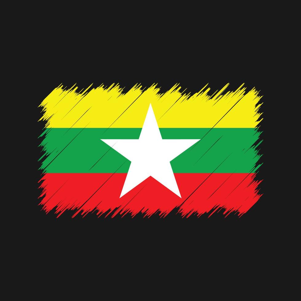 myanmar flagga penseldrag. National flagga vektor