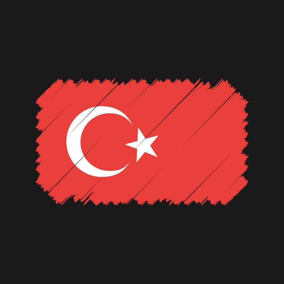 Turkiet flagga borste vektor. National flagga vektor