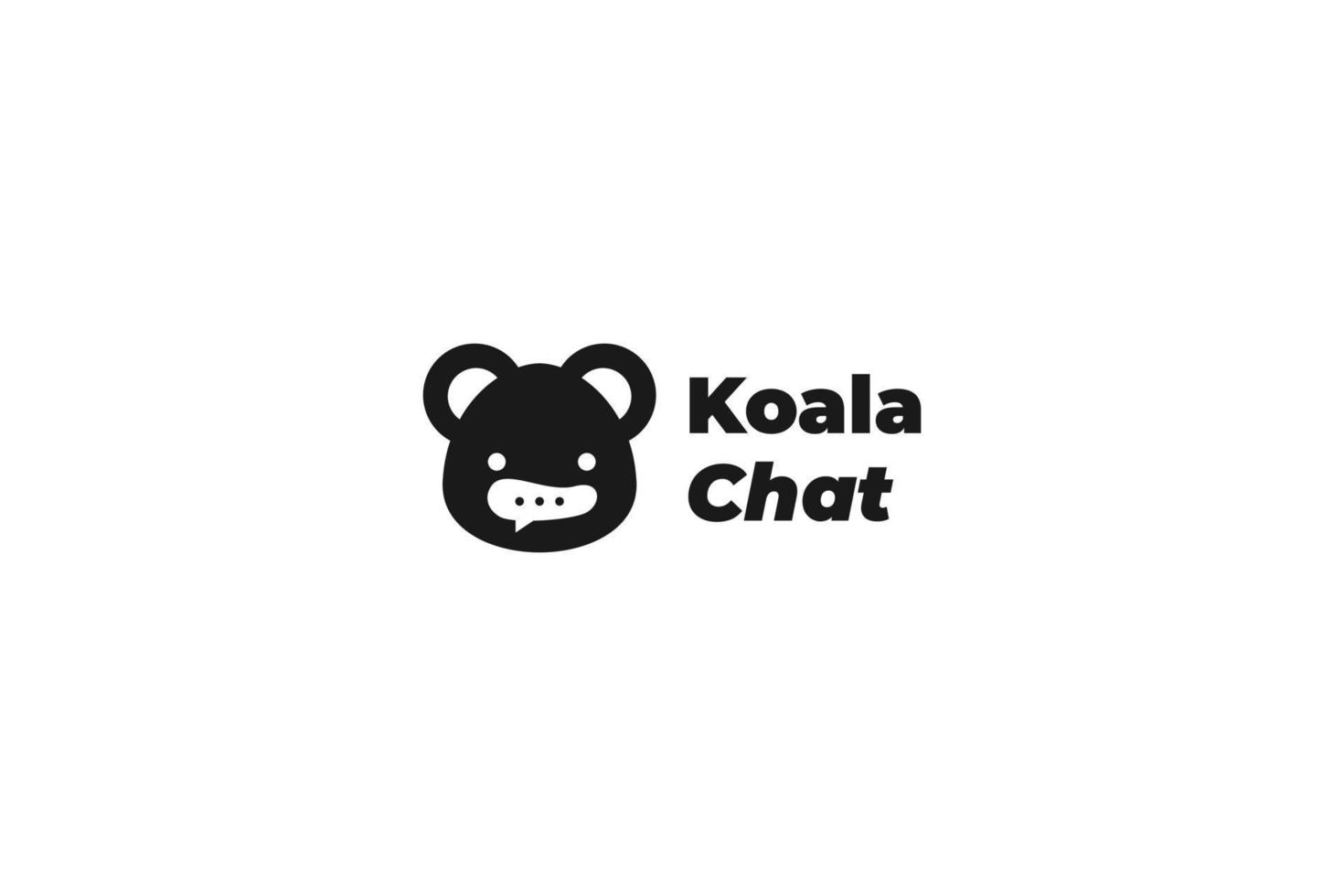 platt huvud koala chatt logotyp design vektor illustration aning