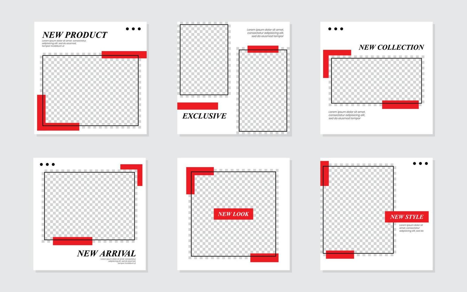 minimalistisk röd social media posta mall design vektor