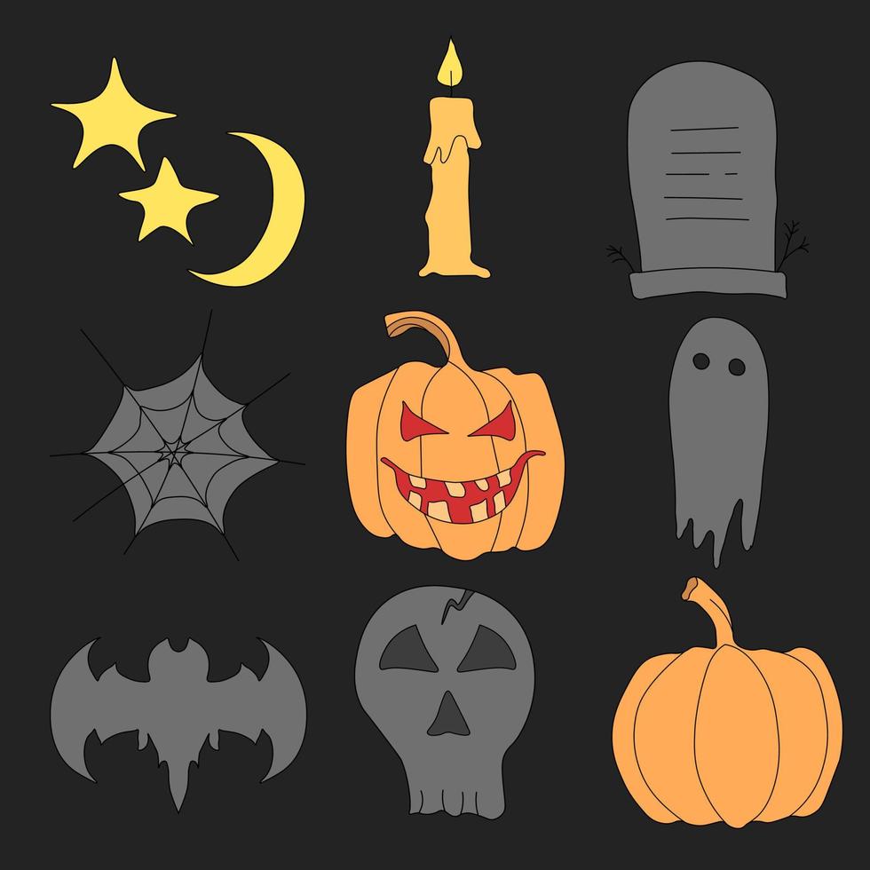 Vektor-Halloween-Symbole. Gekritzel-Halloween-Vektorhintergrund vektor