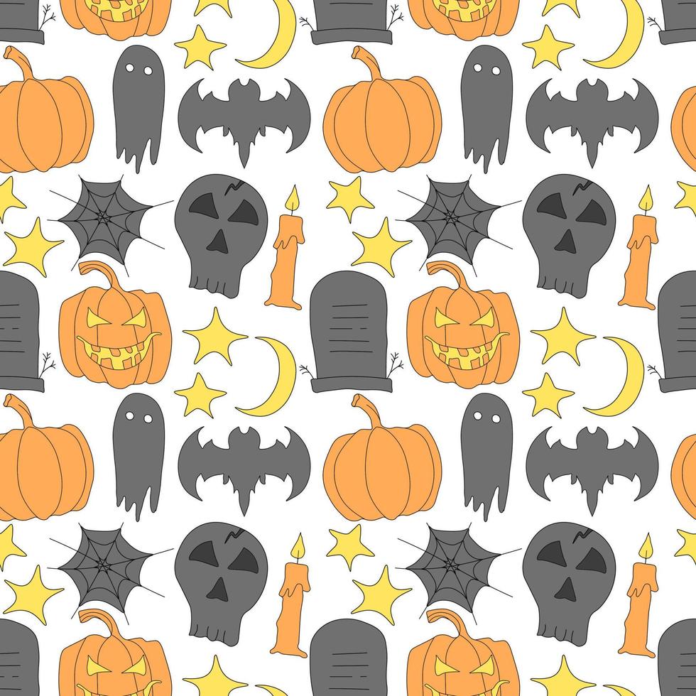 Nahtloses Halloween-Muster. Doodle-Vektor-Halloween-Hintergrund vektor