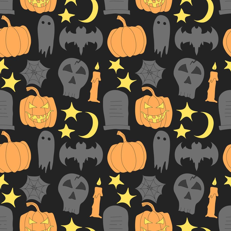 Nahtloses Halloween-Muster. Doodle-Vektor-Halloween-Hintergrund vektor