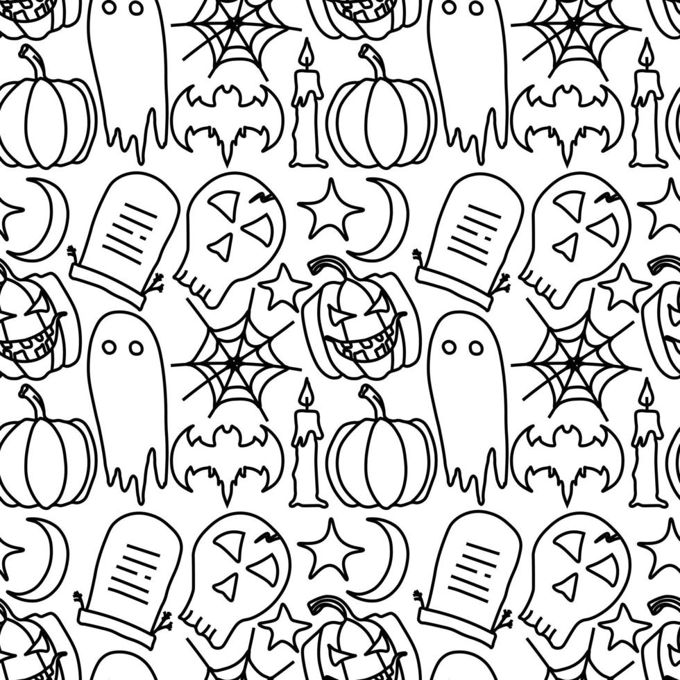 Nahtloses Halloween-Muster. Doodle-Vektor-Halloween-Hintergrund vektor