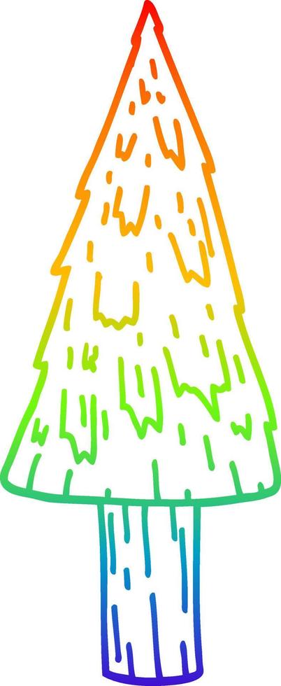 regnbåge gradient linje ritning tecknad julgran vektor