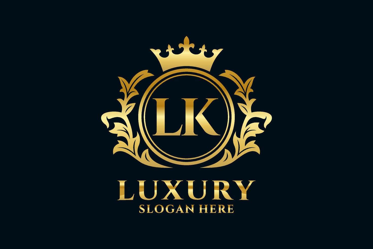 Royal Luxury Logo-Vorlage mit anfänglichem lk-Buchstaben in Vektorgrafiken für luxuriöse Branding-Projekte und andere Vektorillustrationen. vektor