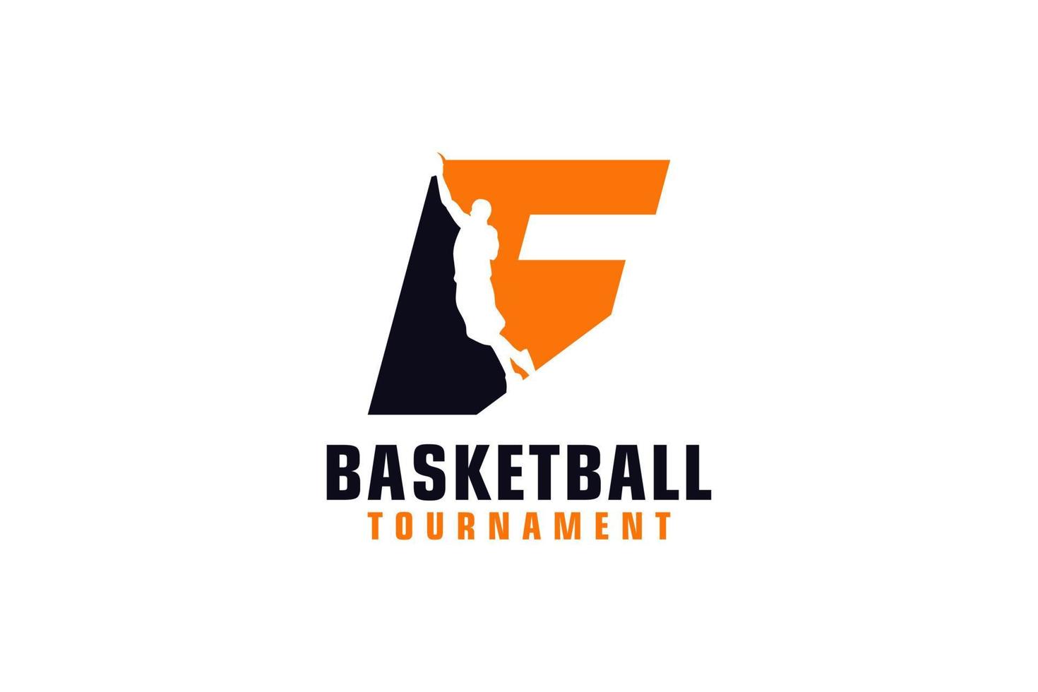 Buchstabe f mit Basketball-Logo-Design. Vektordesign-Vorlagenelemente für Sportteams oder Corporate Identity. vektor