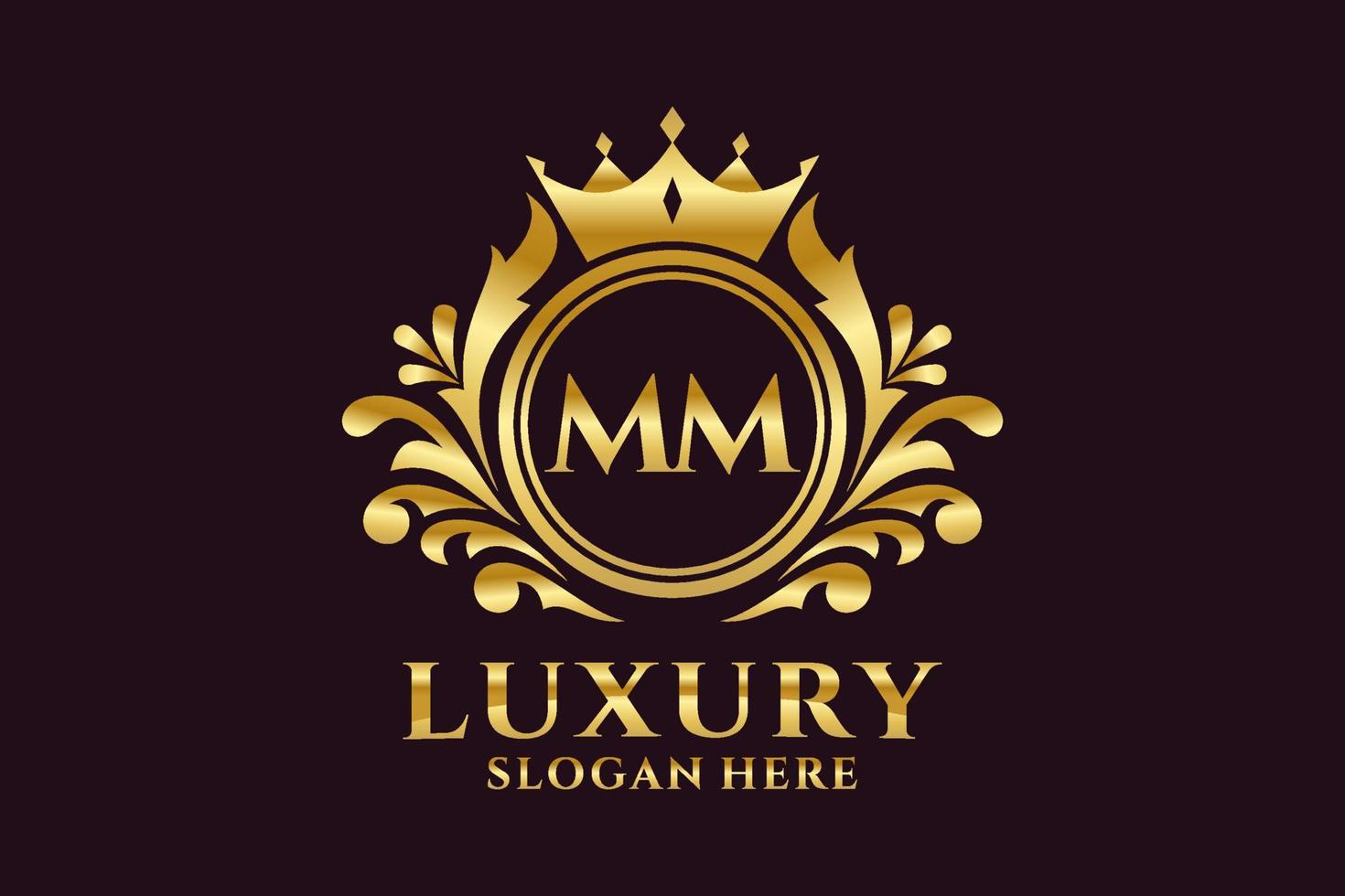 Royal Luxury Logo-Vorlage mit anfänglichem mm-Buchstaben in Vektorgrafiken für luxuriöse Branding-Projekte und andere Vektorillustrationen. vektor