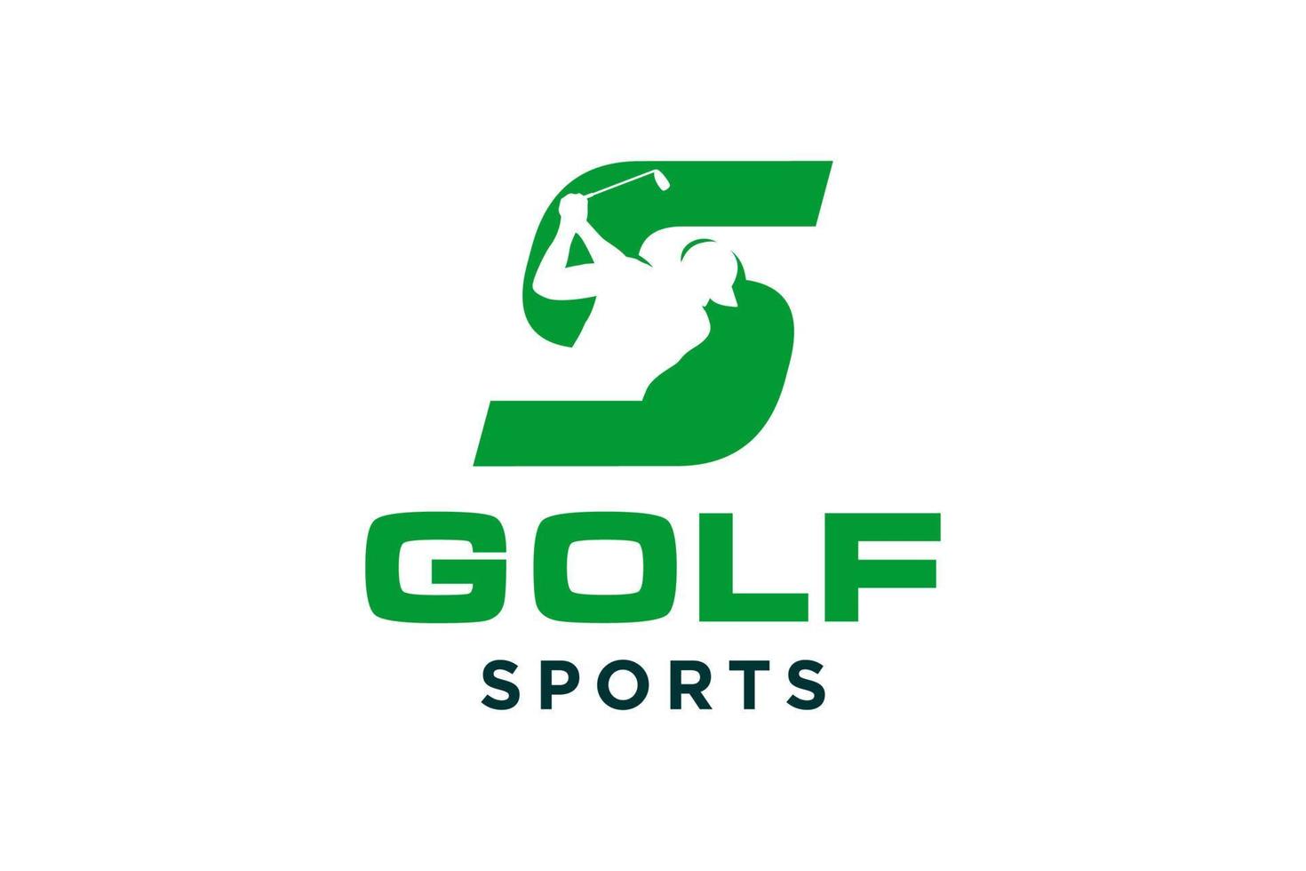 Alphabet-Buchstaben-Symbol-Logo s für Golf-Logo-Design-Vektorvorlage, Vektoretikett des Golfsports, Logo der Golfmeisterschaft, Illustration, kreative Ikone, Designkonzept vektor