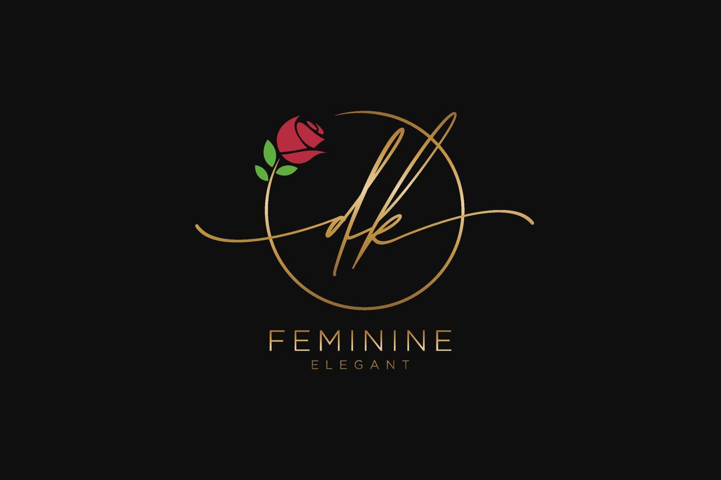 initiales dk feminines logo schönheitsmonogramm und elegantes logodesign, handschriftlogo der ersten unterschrift, hochzeit, mode, blumen und botanik mit kreativer vorlage. vektor