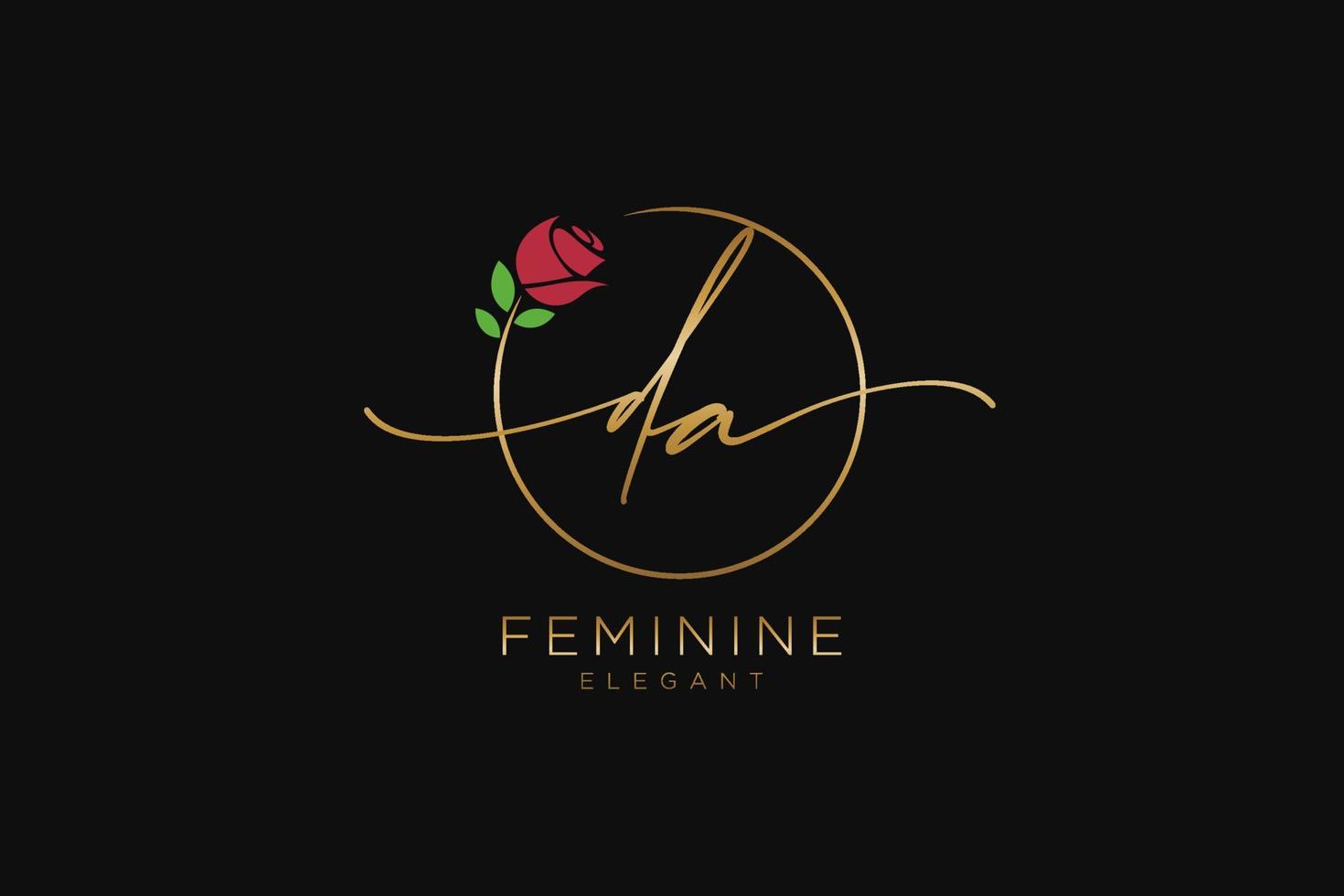 Initial da feminines Logo Schönheitsmonogramm und elegantes Logo-Design, Handschrift-Logo der Erstunterschrift, Hochzeit, Mode, Blumen und Pflanzen mit kreativer Vorlage. vektor