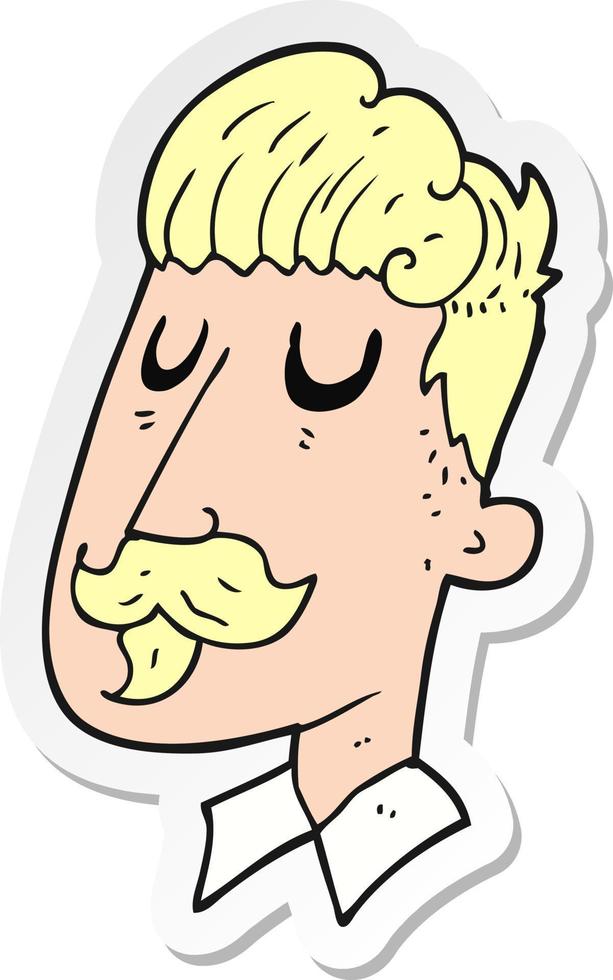 klistermärke av en tecknad man med mustasch vektor