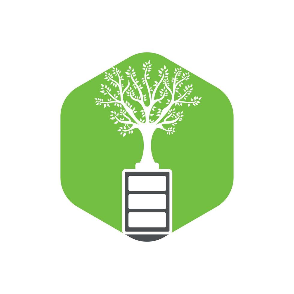 Öko Natur und Batterie Logo Template Design Illustration Design. vektor