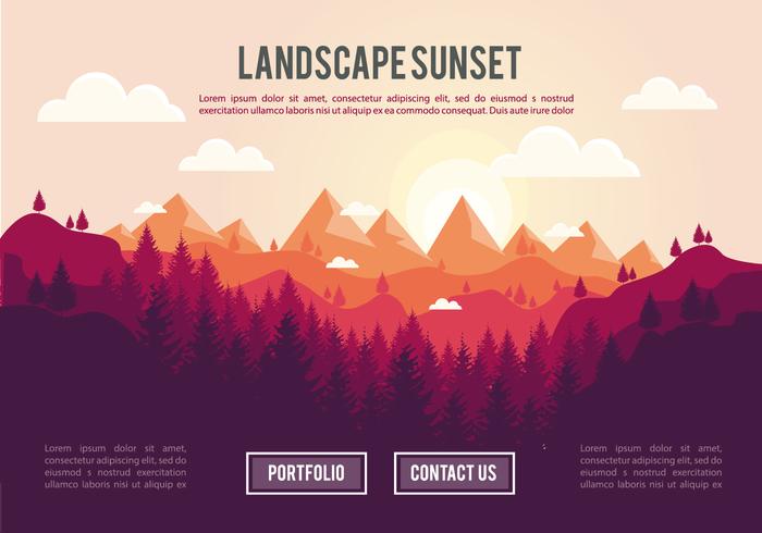 Landschaft Sonnenuntergang Illustration Vektor Hintergrund