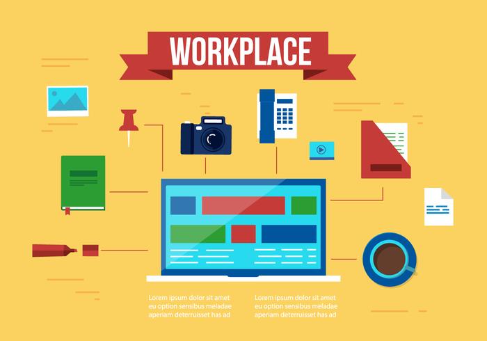 Free Work Place Vektor-Elemente und Icons vektor