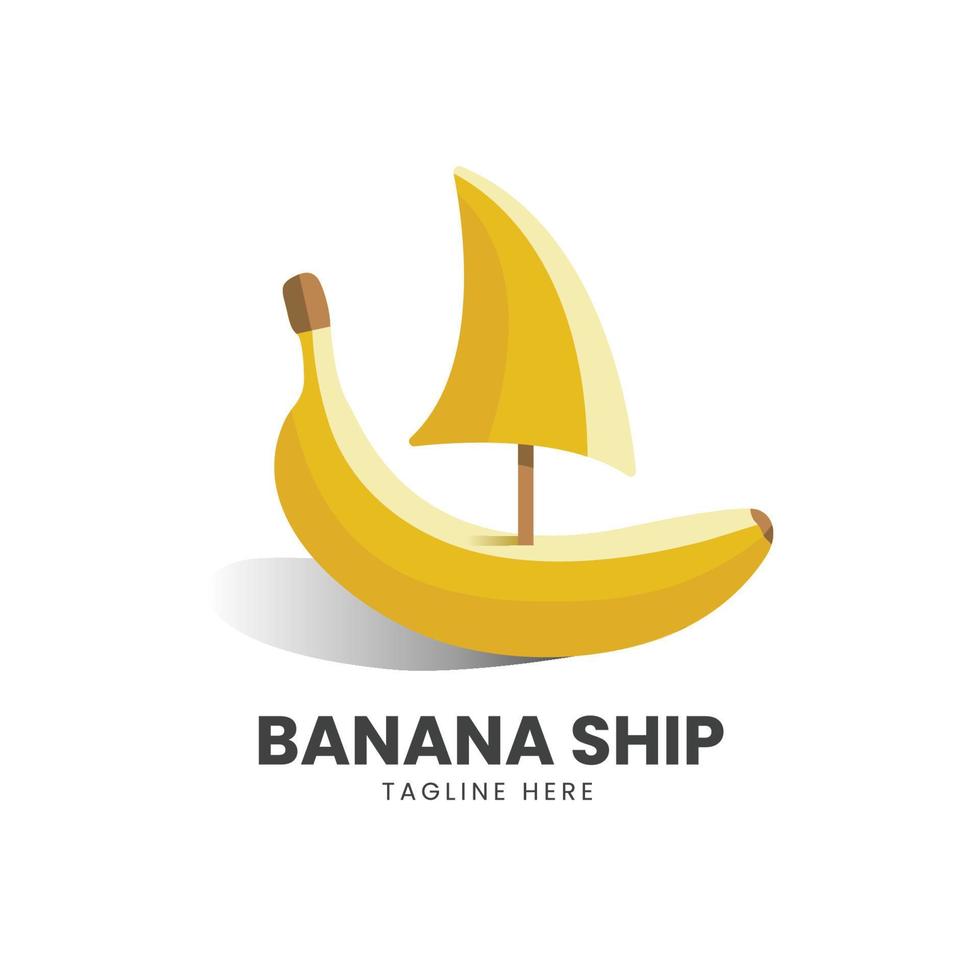 fartyg med banan logotyp design vektor