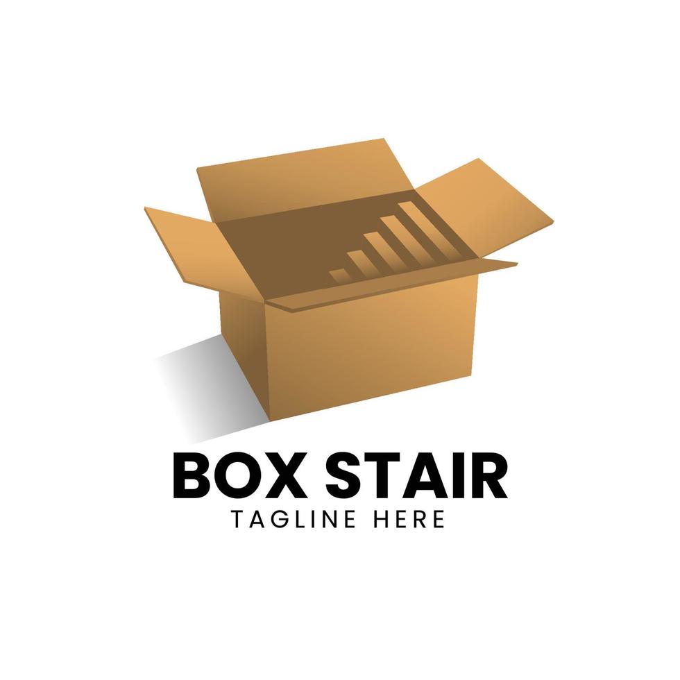 Box mit Treppenlogo-Design vektor