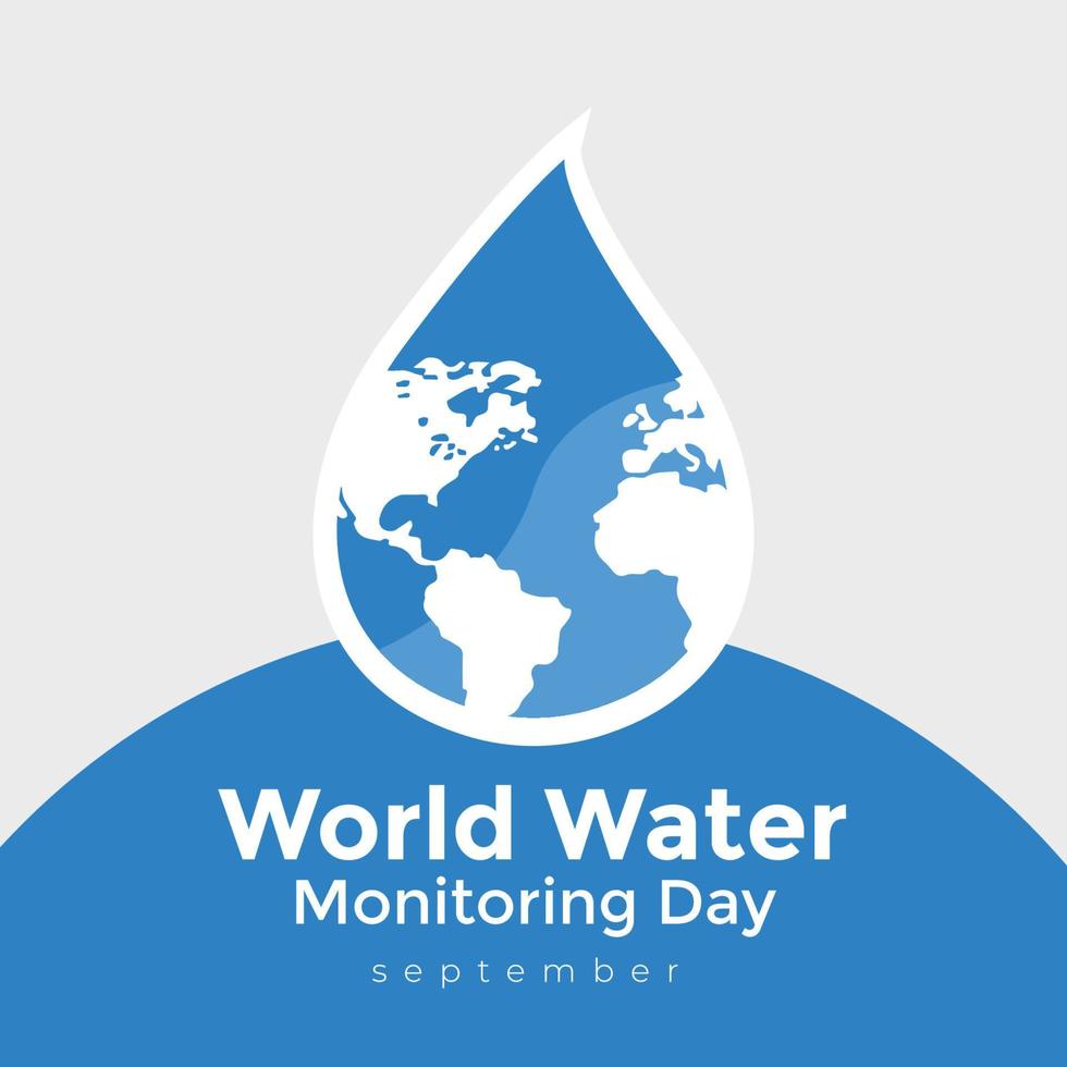 värld vatten övervakning dag med värld Karta i droppar av vatten. vektor illustration