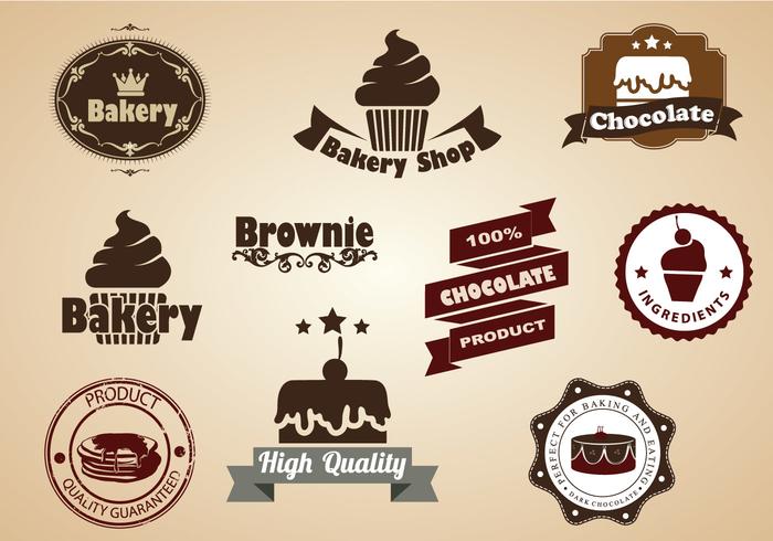 Brownie och Dessert Badges Vector Set