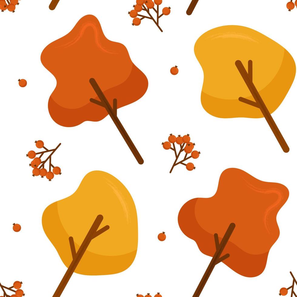 Vektor Herbst Musterdesign mit dekorativen Bäumen und Beeren. perfekt für Geschenkpapier, Textilien etc.