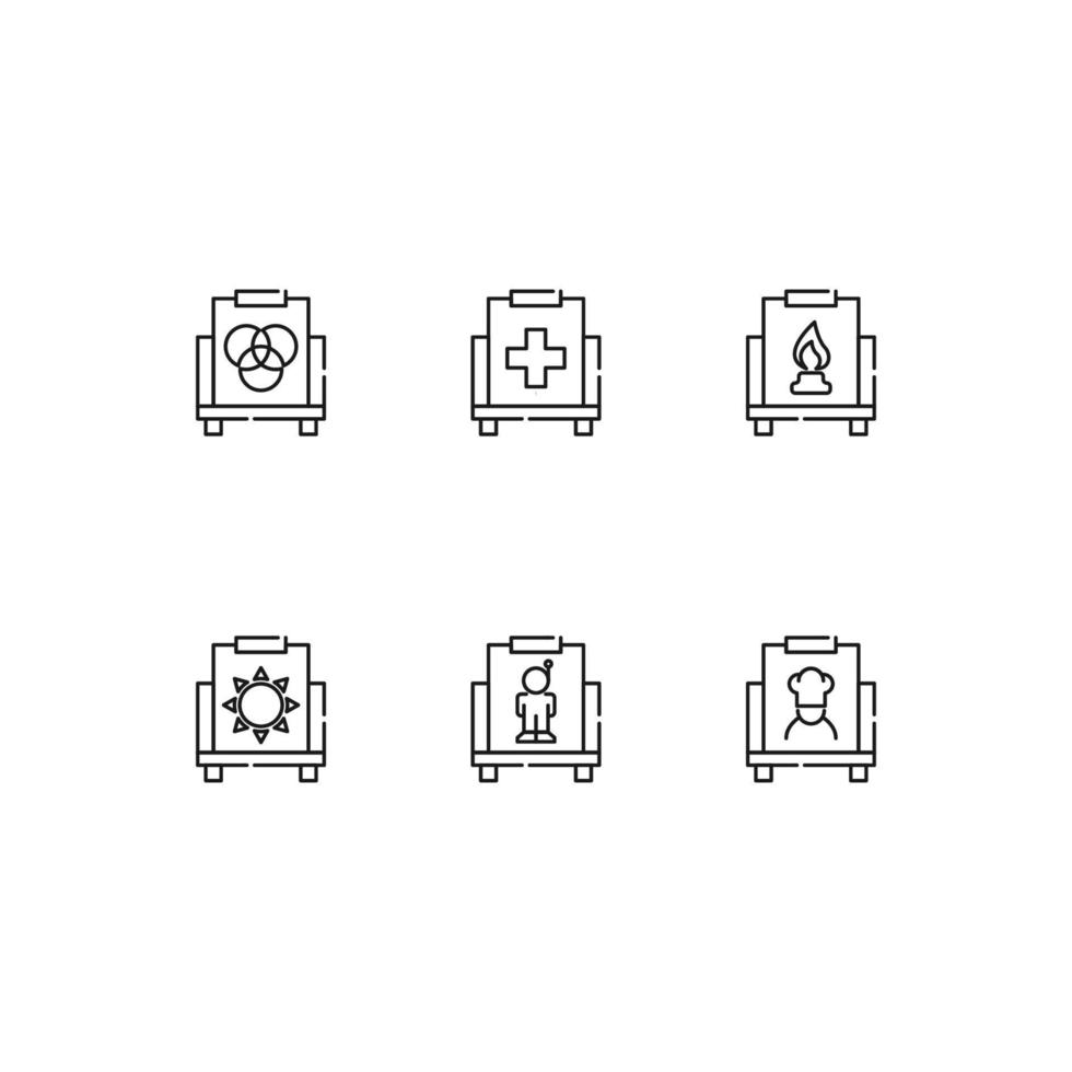Moderne monochrome Symbole für Websites, Apps, Artikel, Geschäfte, Anzeigen. editierbare Striche. vektorsymbol mit symbol aus kreisen, kreuz, feuer, sonne, astronaut, koch auf leinwand vektor