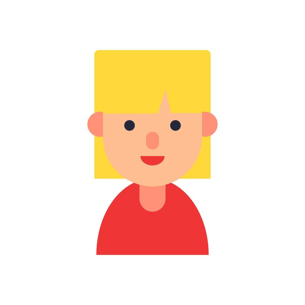 vektor platt illustration för webb webbplatser, appar, böcker, artiklar. Färg illustration av ung kvinna med blond hår. platt avatar för tillämpningar