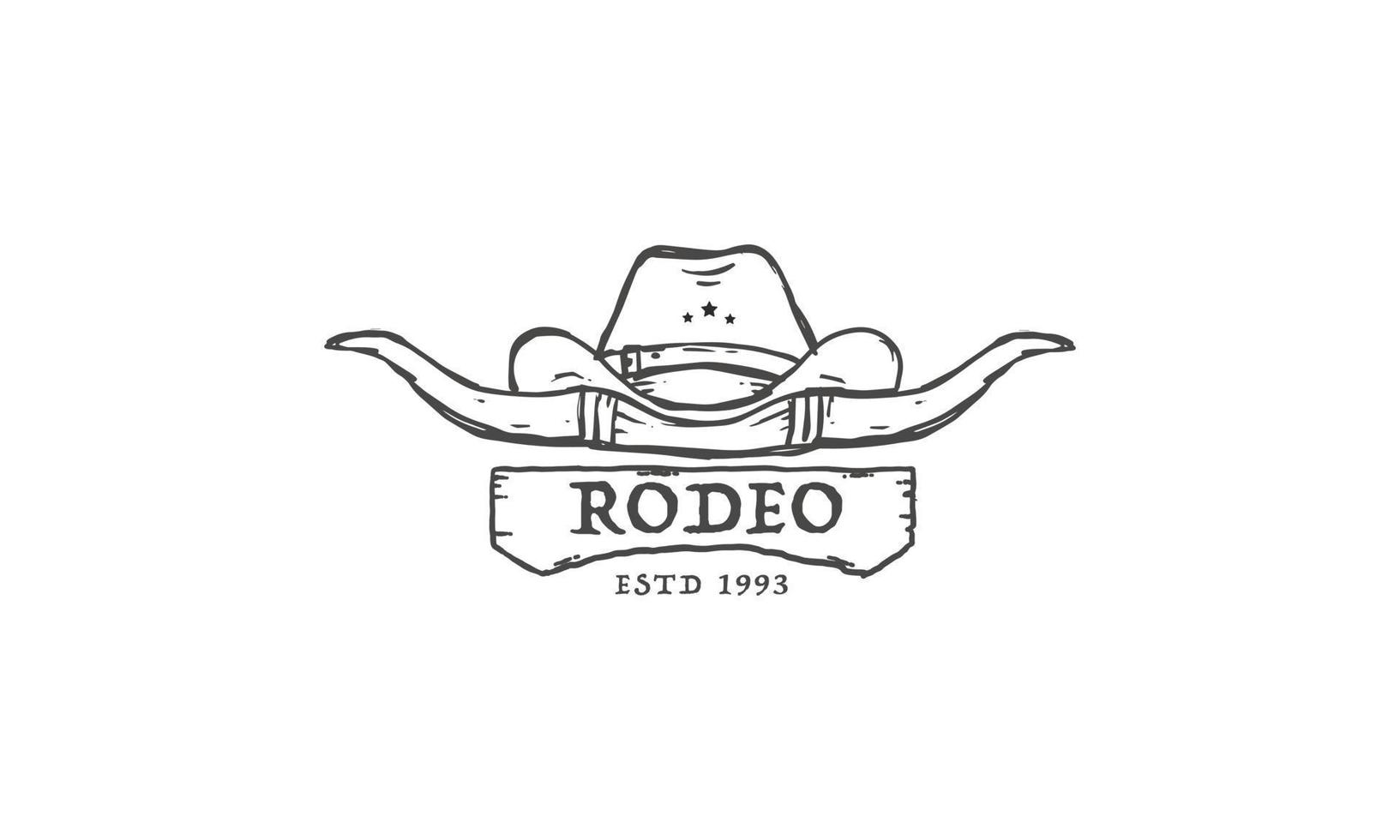 årgång retro texas rodeo cowboy, Västra Land emblem texas logotyp design vektor