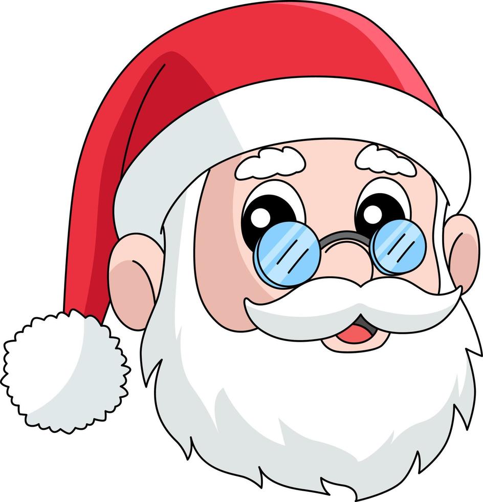weihnachten santa kopf cartoon farbige clipart vektor
