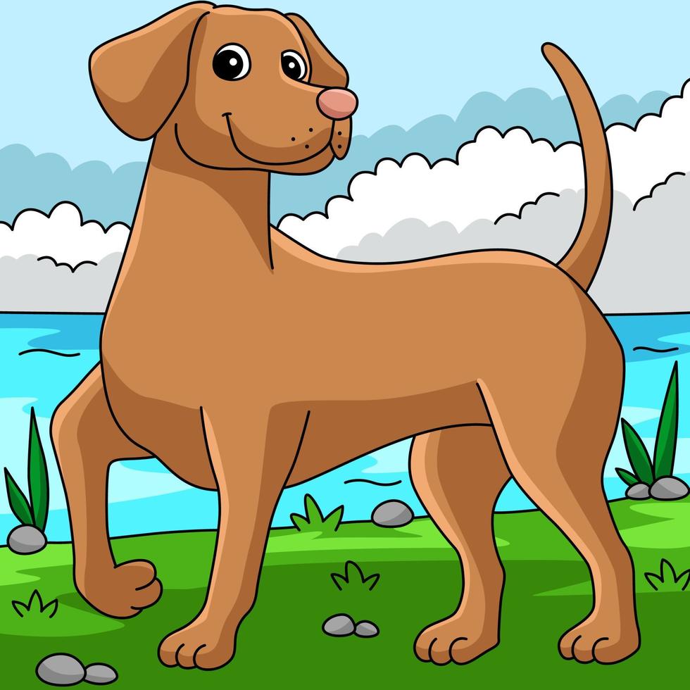 vizsla hund färgad tecknad serie illustration vektor