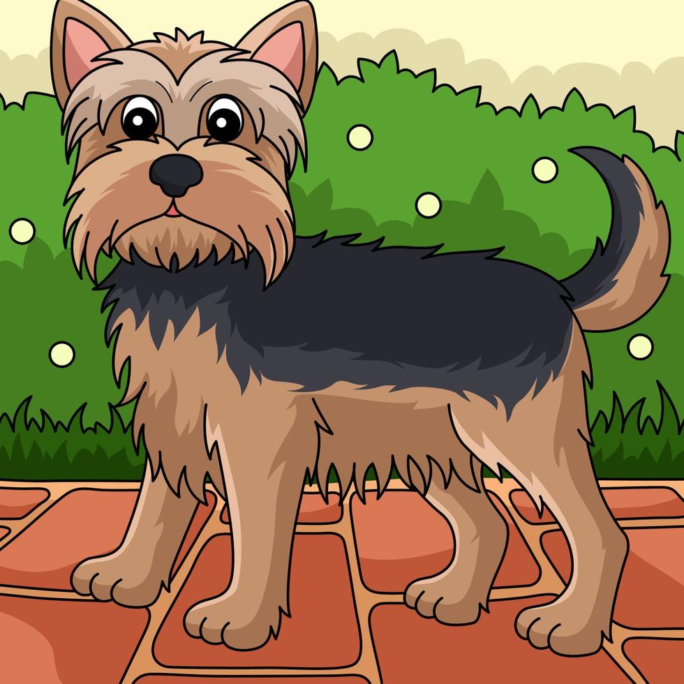 yorkshire terrier hund farbige karikaturillustration vektor
