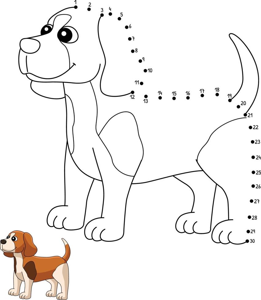 Punkt-zu-Punkt-Beagle zum Ausmalen für Kinder vektor