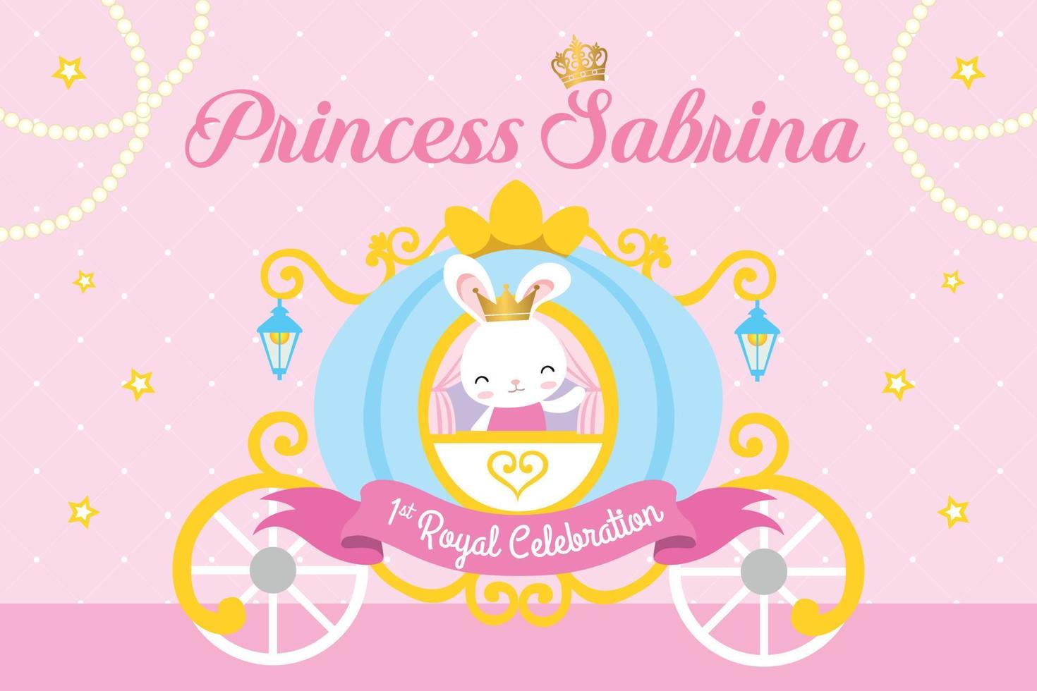 kunglig fest baner med söt prinsessa kanin vektor