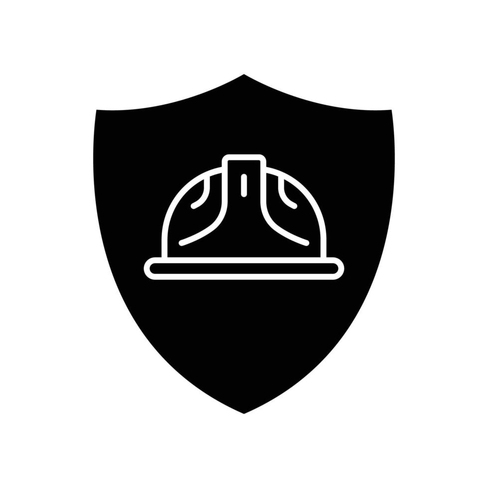 Vorarbeiter Schutzhelm-Symbol mit Schild. symbol im zusammenhang mit bau, arbeitssicherheit, arbeitstag. Glyphen-Icon-Stil, solide. einfaches Design editierbar vektor