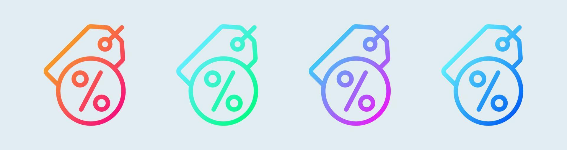 rabatt linje ikon i lutning färger. procentsats tecken vektor illustration.